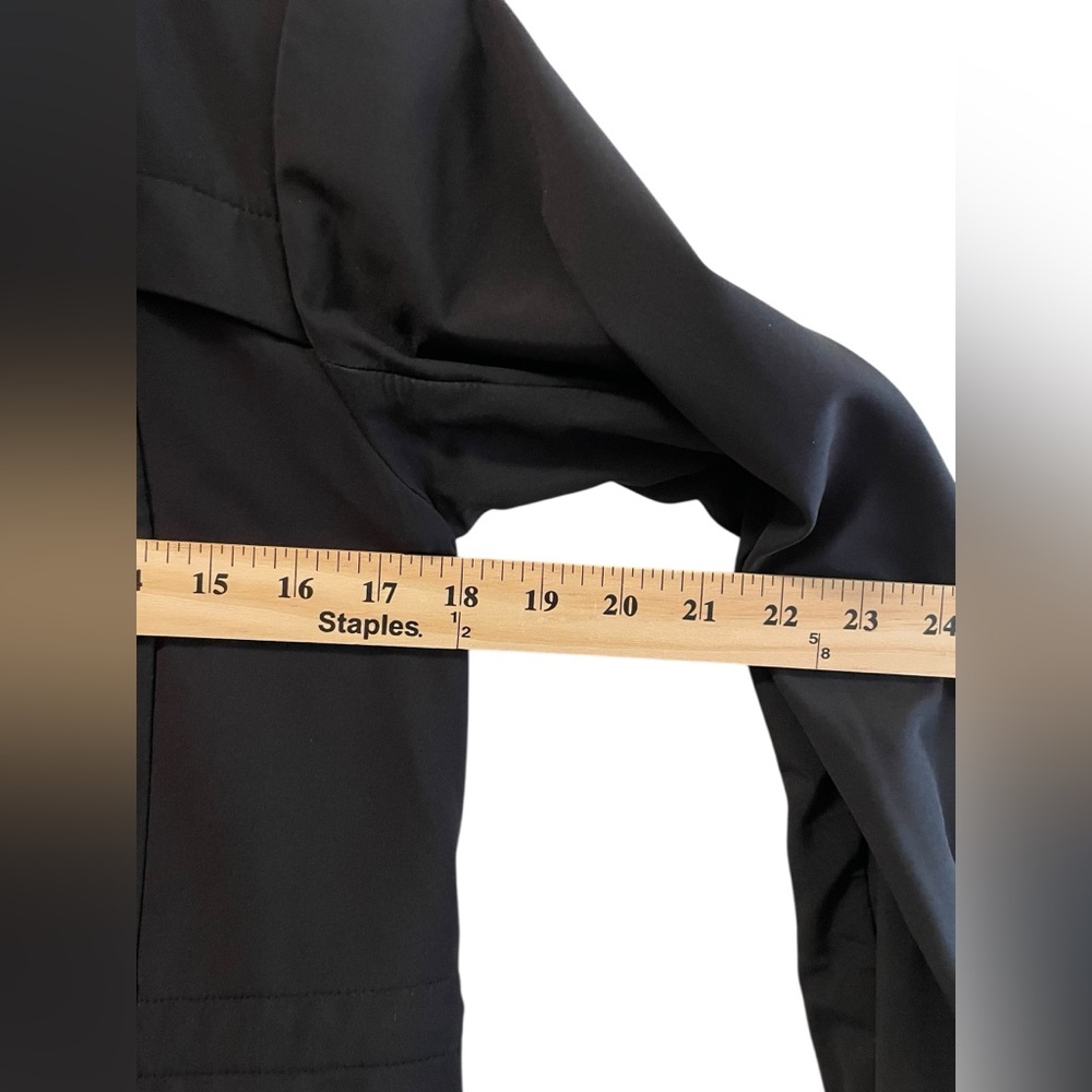 Athleta XS Shelter Cove Softshell‎ Hooded Parka Jacket Black Snap Storm Flap - Picture 9 of 10
